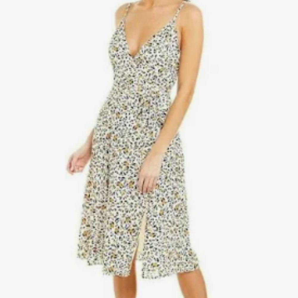 Wayf Women's Rosie Slit Front Wrap Dress Leopard Print Size M